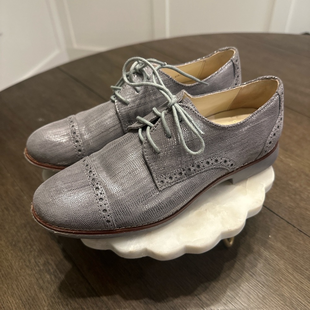 Cole Haan Textured‎ Gray Oxfords